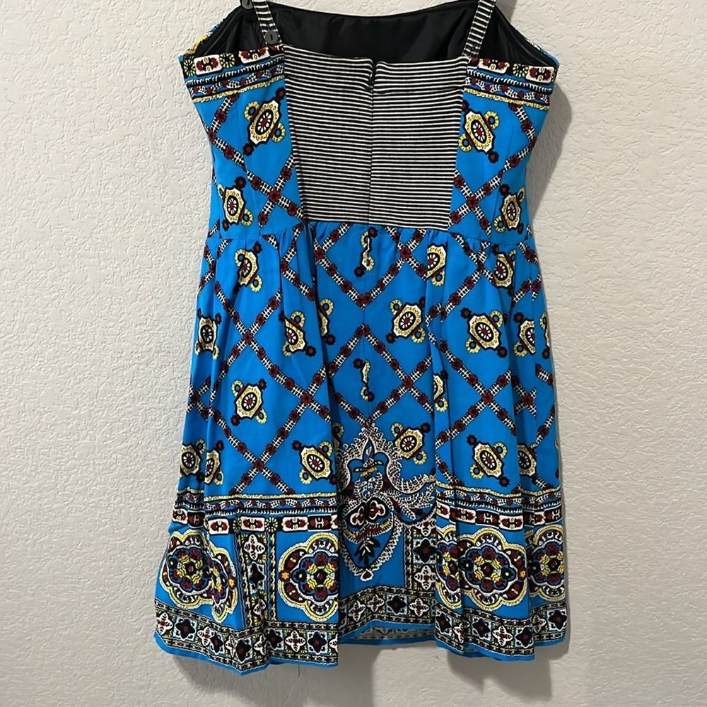 NANETTE LEPORE Border-Print Camisole Mini Dress, Blue Paisley, Size 4 - Picture 7 of 11